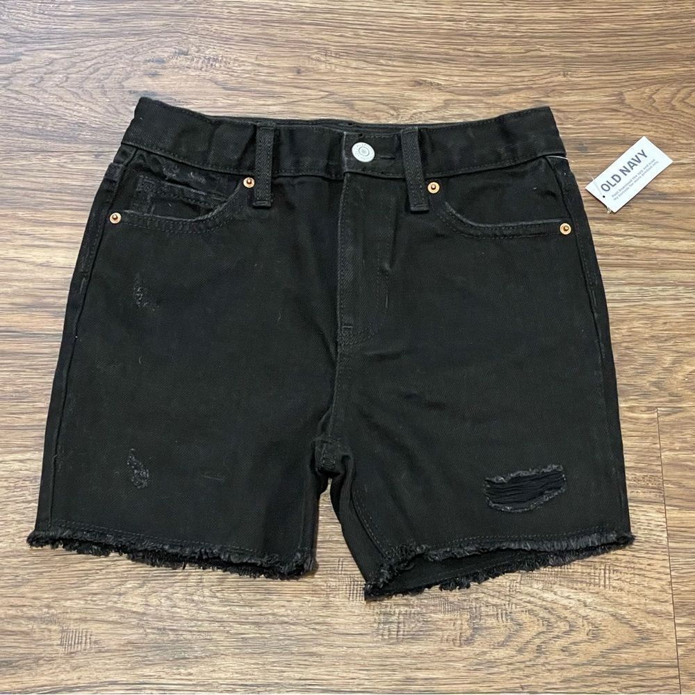 NWT Old Navy Girls Distressed Shorts Black Size 6